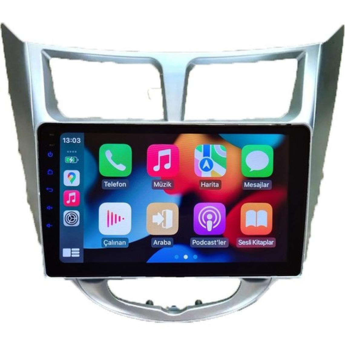 Hyundai Accent Blue 2011-2020 Android Kablosuz Carplay Navigasyon Multimedya 9 Inç Ekran 2 Gb Ram+ 32 Gb Rom Çerçeveli ve arka görüş kameralı