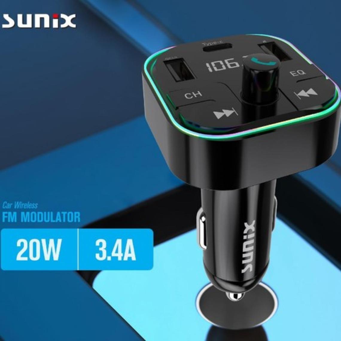Sunix Fm Modulator 3.4A 20W Araç Şarj Aleti Mdl-14