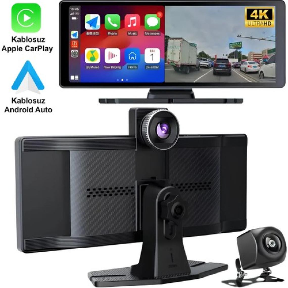 Radoon Yeni Tasarım Kablosuz Carplay Android Auto Uyumlu 4K 10.2 Inç Çift Kameralı Araç Multimedya Ekranı
