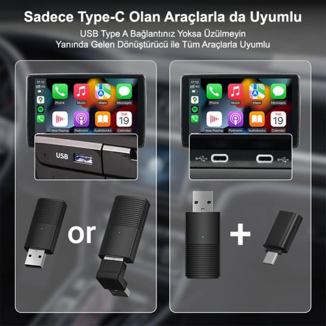 Dark Mini Pro Araç Kiti Apple Cihazlar İçin Kablosuz Apple Carplay Adaptörü, Wireless Carplay Çevirici (DK-VA-MPC1)
