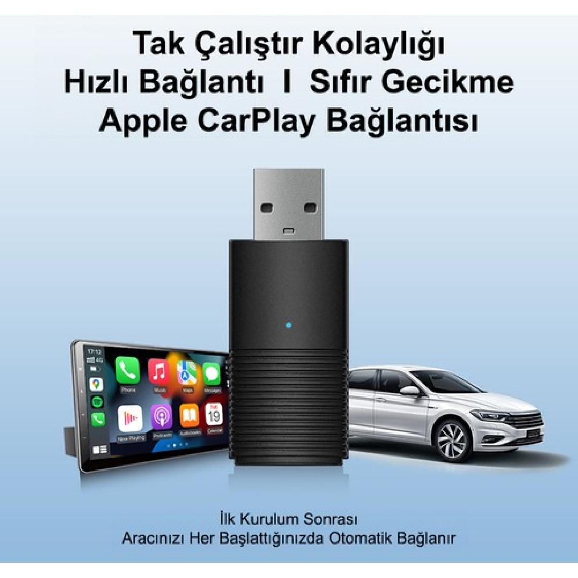 Dark Mini Pro Araç Kiti Apple Cihazlar İçin Kablosuz Apple Carplay Adaptörü, Wireless Carplay Çevirici (DK-VA-MPC1)