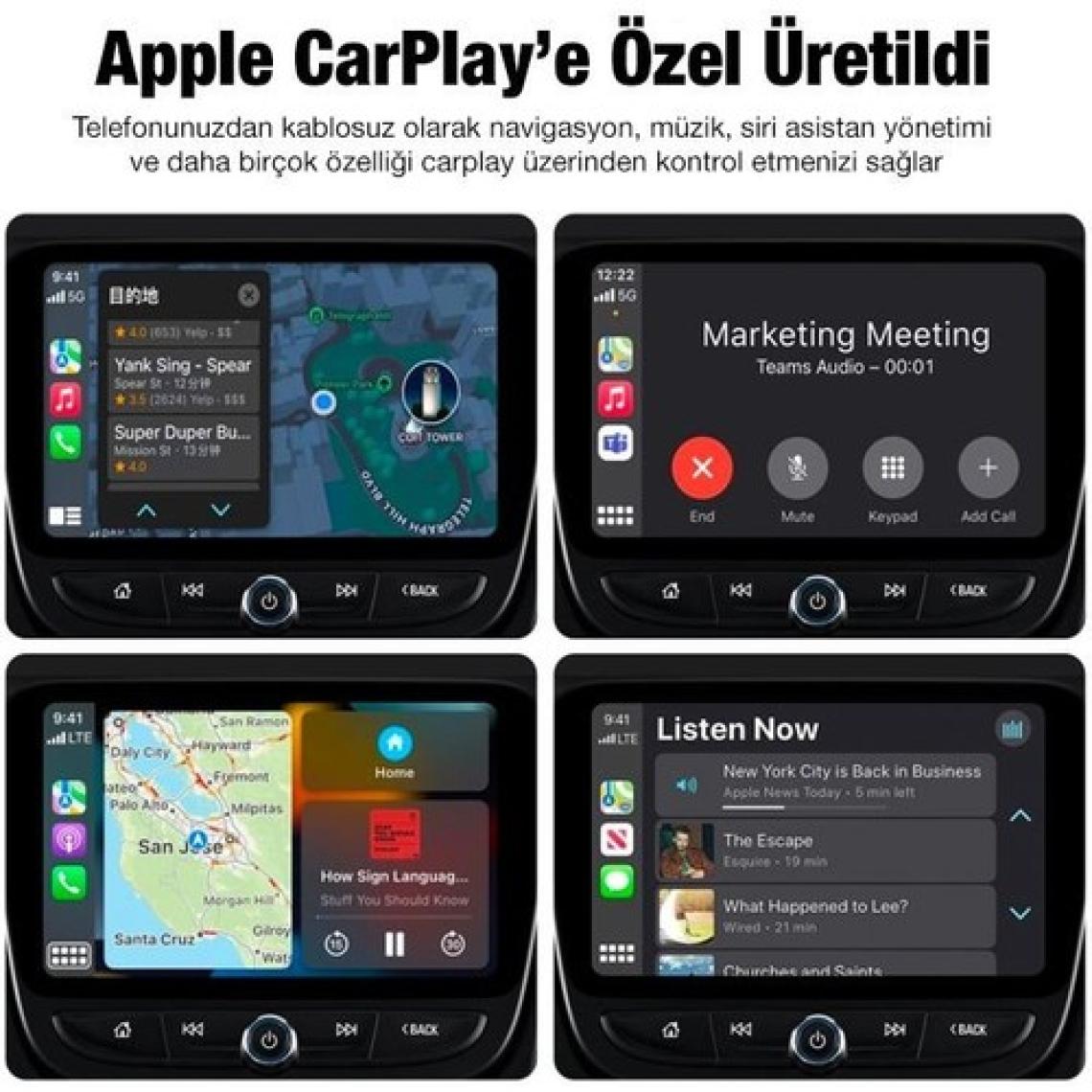 Polham Araç Içi Iphone Cihazlar Için Kablosuz Apple Car Play Adaptörü, Wireless Carplay Çevirici