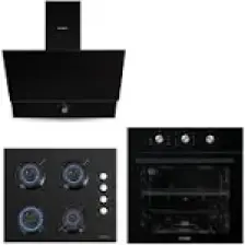 Kumtel Dizayn Siyah Cam Ankastre Set (DA6-830 Davlumbaz + KO-40 TAHDF Ocak +  Fırın )