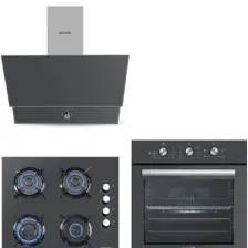 Kumtel Kristal Antrasit ( Gri ) Cam Ankastre Set