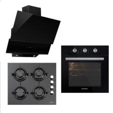 Kumtel Kristal Plus Siyah Cam Ankastre (A6-SF2 Fırın + 40 TAHDF Ocak + DA-6 835 Davlumbaz)