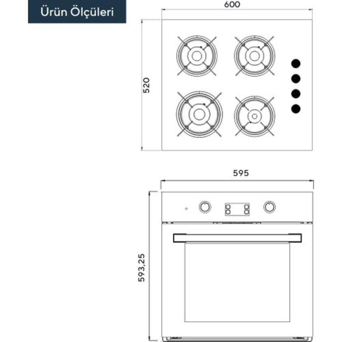 Kumtel Beyaz 2'li Ankastre Set