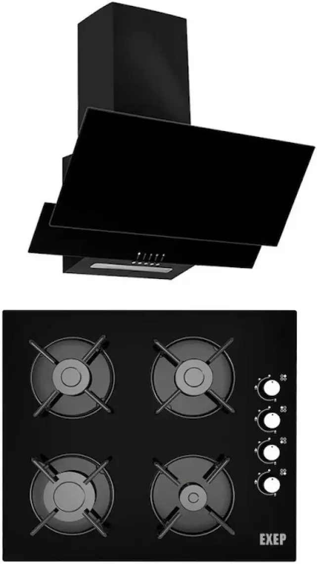 Exep 2'li Siyah Cam Ankastre Set [ED401-EO320]