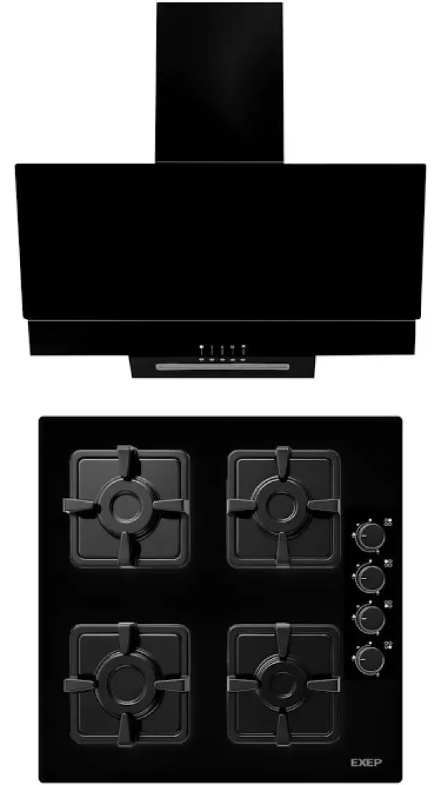 Exep 2'li Siyah Cam Ankastre Set [ED401-EO320]