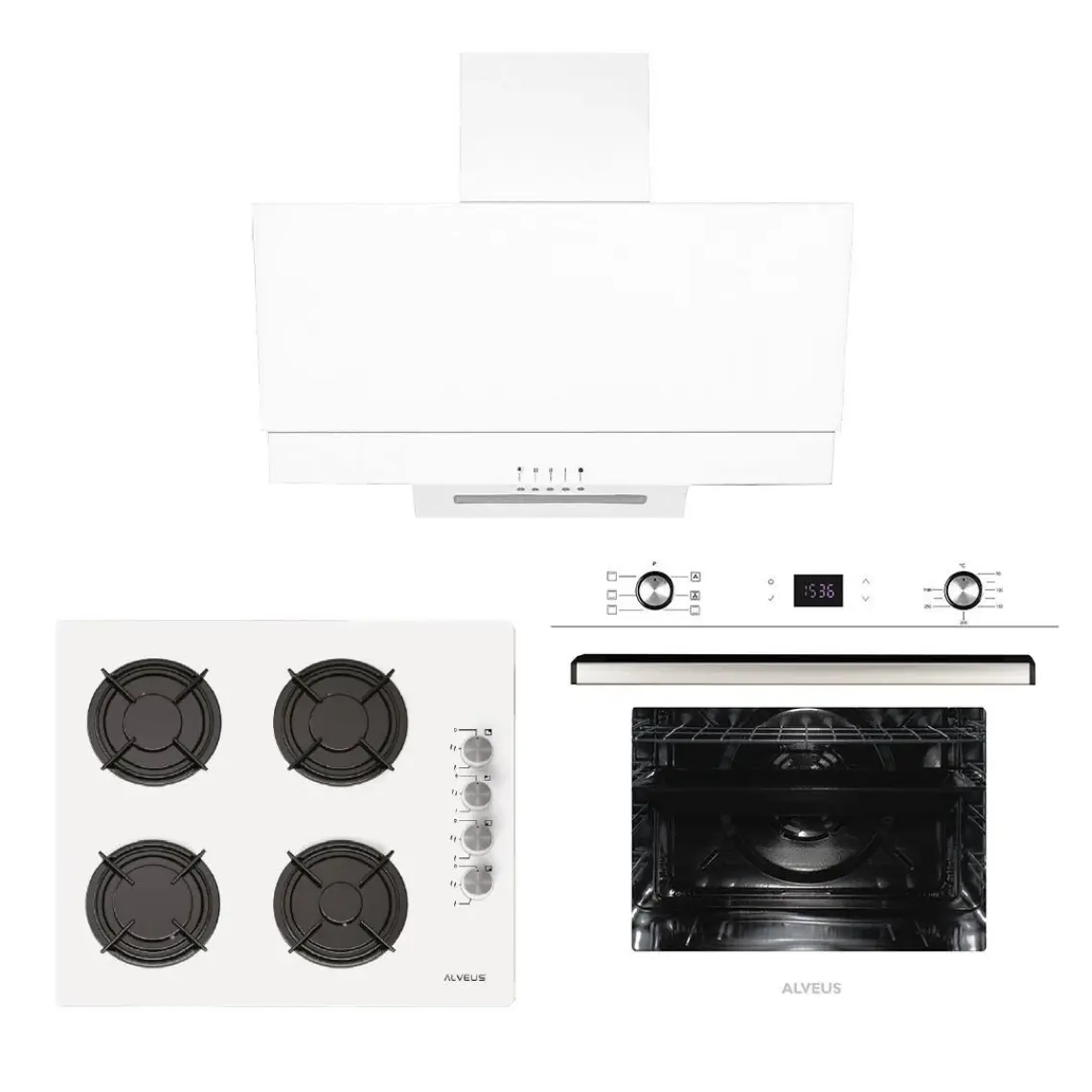Alveus Baker Beyaz 3'lü Ankastre Set (Gls 640 + Mfa 627 + F17)