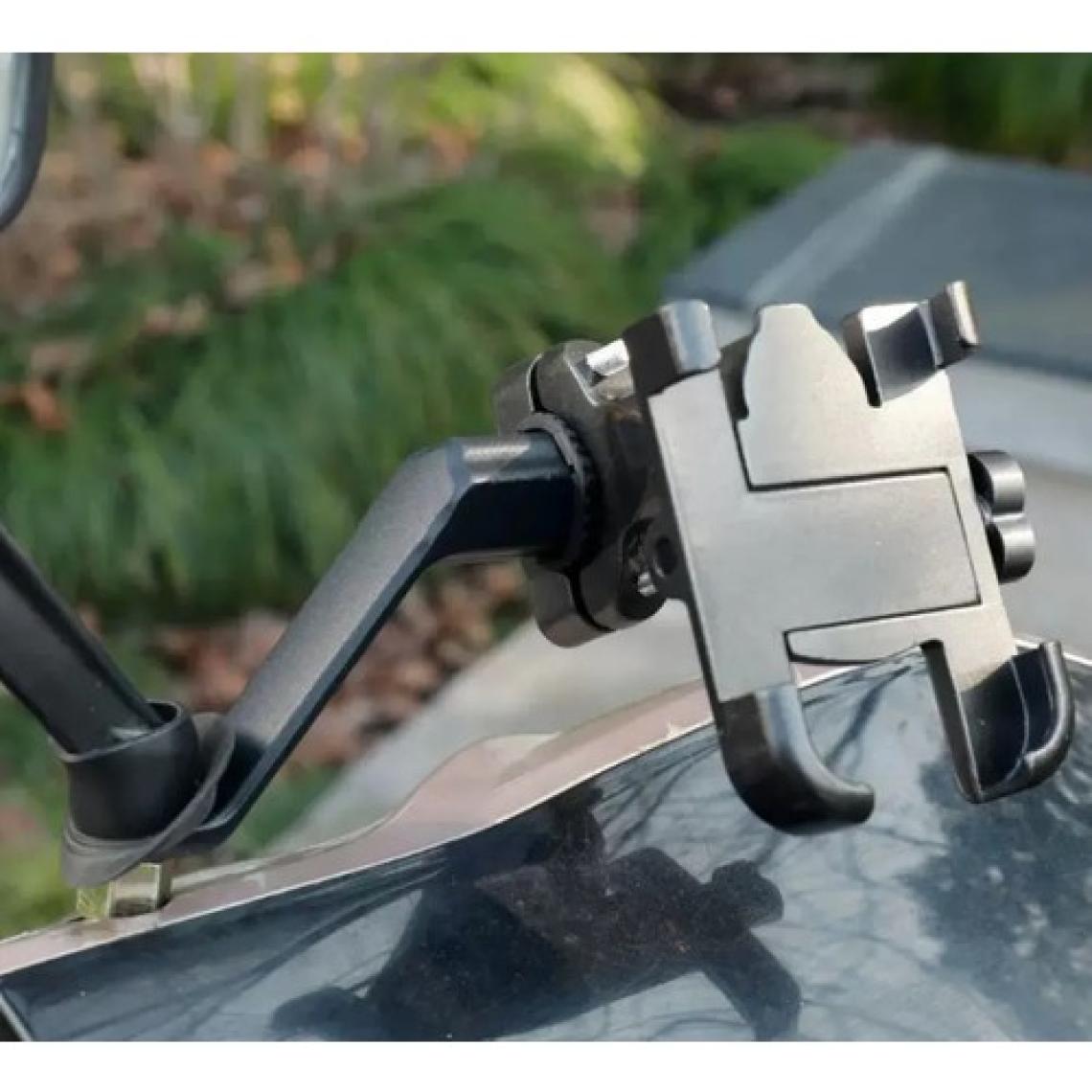 Asua 360 Derece Ayarlanabilir Gidon Bağlantılı Metal Alyanlı Motorsiklet ve Bisiklet Telefon Tutucu