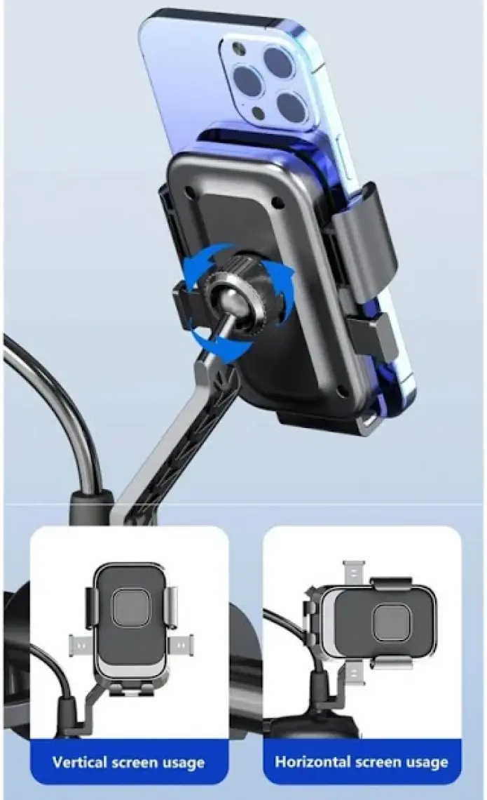 Apera MT33 Motor Motosiklet Telefon Tutucu Ayna Montaj Tek El Kullanım Ototmatik Kilitleme