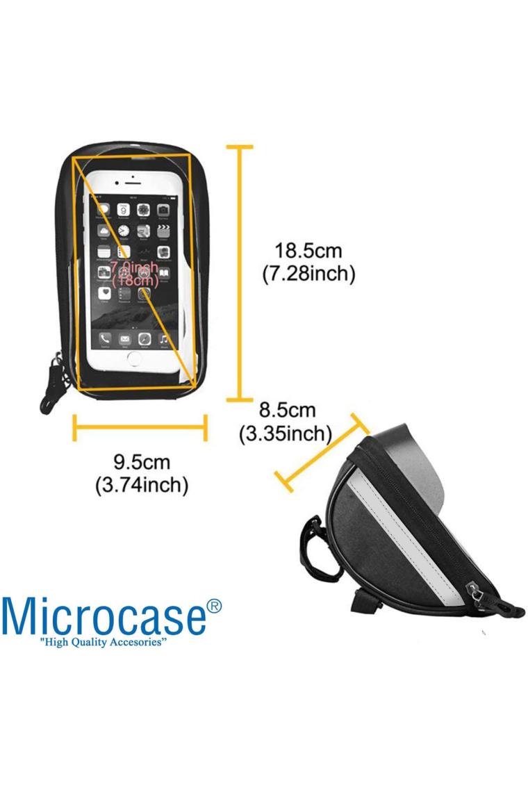 Microcase Universal Su Geçirmez Bisiklet Motosiklet Telefon Tutucu Fermuarlı Çanta - AL2796