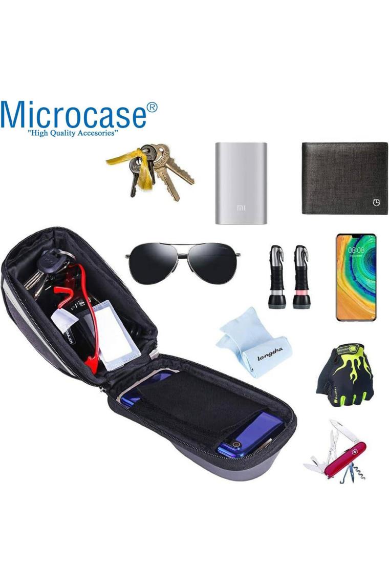 Microcase Universal Su Geçirmez Bisiklet Motosiklet Telefon Tutucu Fermuarlı Çanta - AL2796