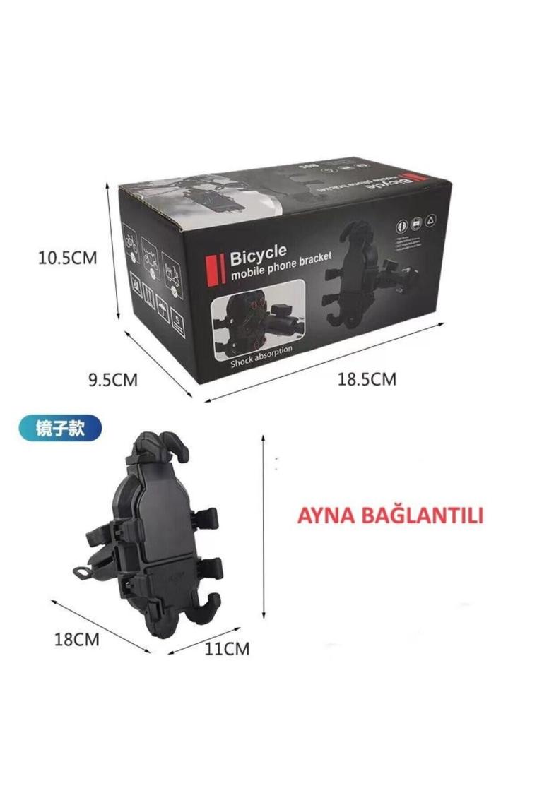 AteşTech Ayna Bağlantılı Motosiklet Telefon Tutucu Profesyonel Titreşim Engelleyici