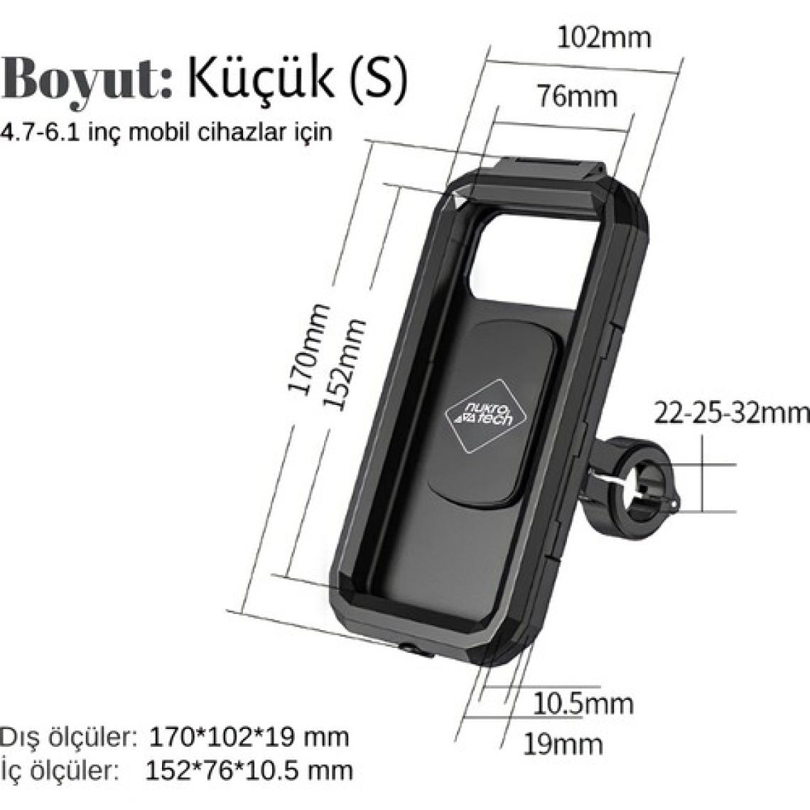 Nukrotech M18-53 Su Geçirmez Telefon Tutucu Mafsallı Ayna Dibi Bağlantılı