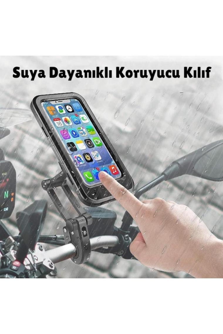 Cosmostech Motosiklet Bisiklet Su Geçirmez 360° Ayarlanabilir Telefon Tutucu Navigasyon Stand