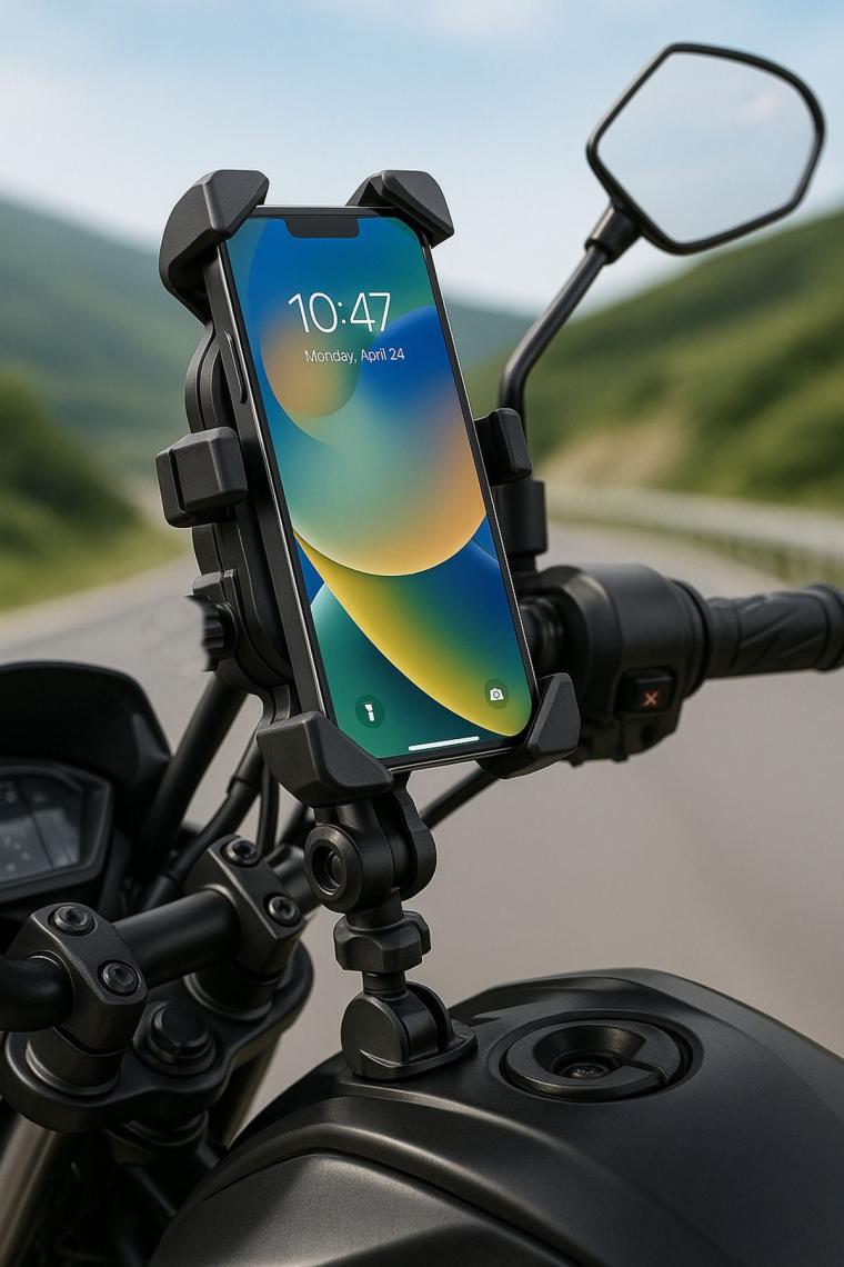 AteşTech Ayna Bağlantılı Motosiklet Telefon Tutucu Profesyonel Titreşim Engelleyici