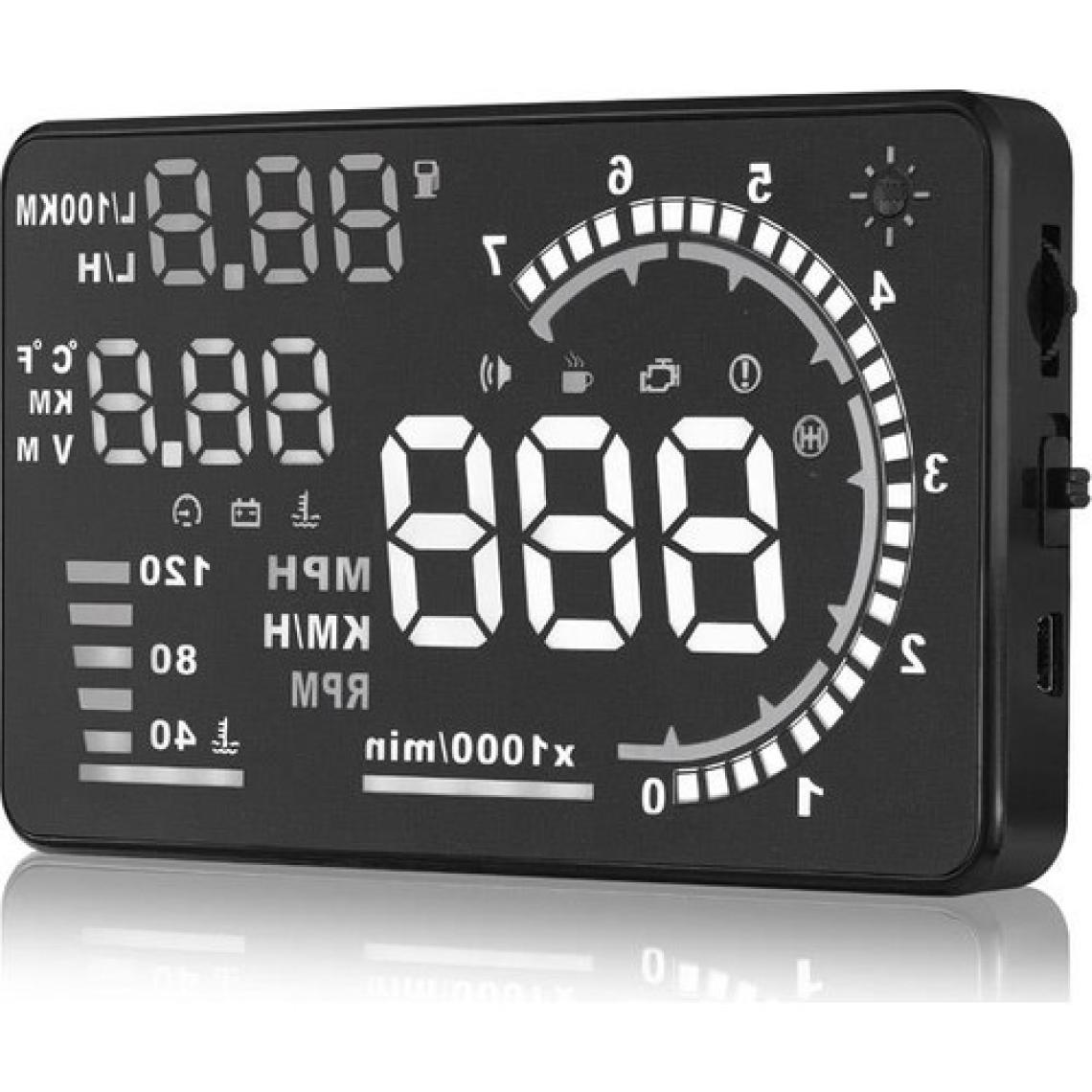HUD A8 5.5 İnç Head Up Display OBD Araç Bilgisi Cam Yansıtma Cihazı