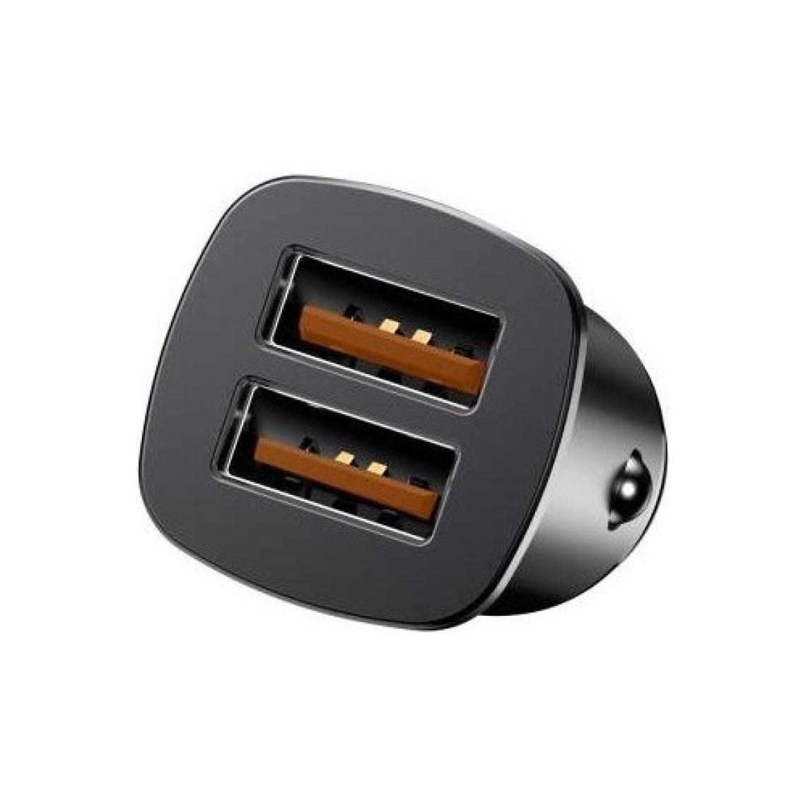 Baseus Square Metal Serisi 30W Çift USB Girişli QC3.0 Hızlı Şarj Destekli Araç Şarj Cihazı - Siyah