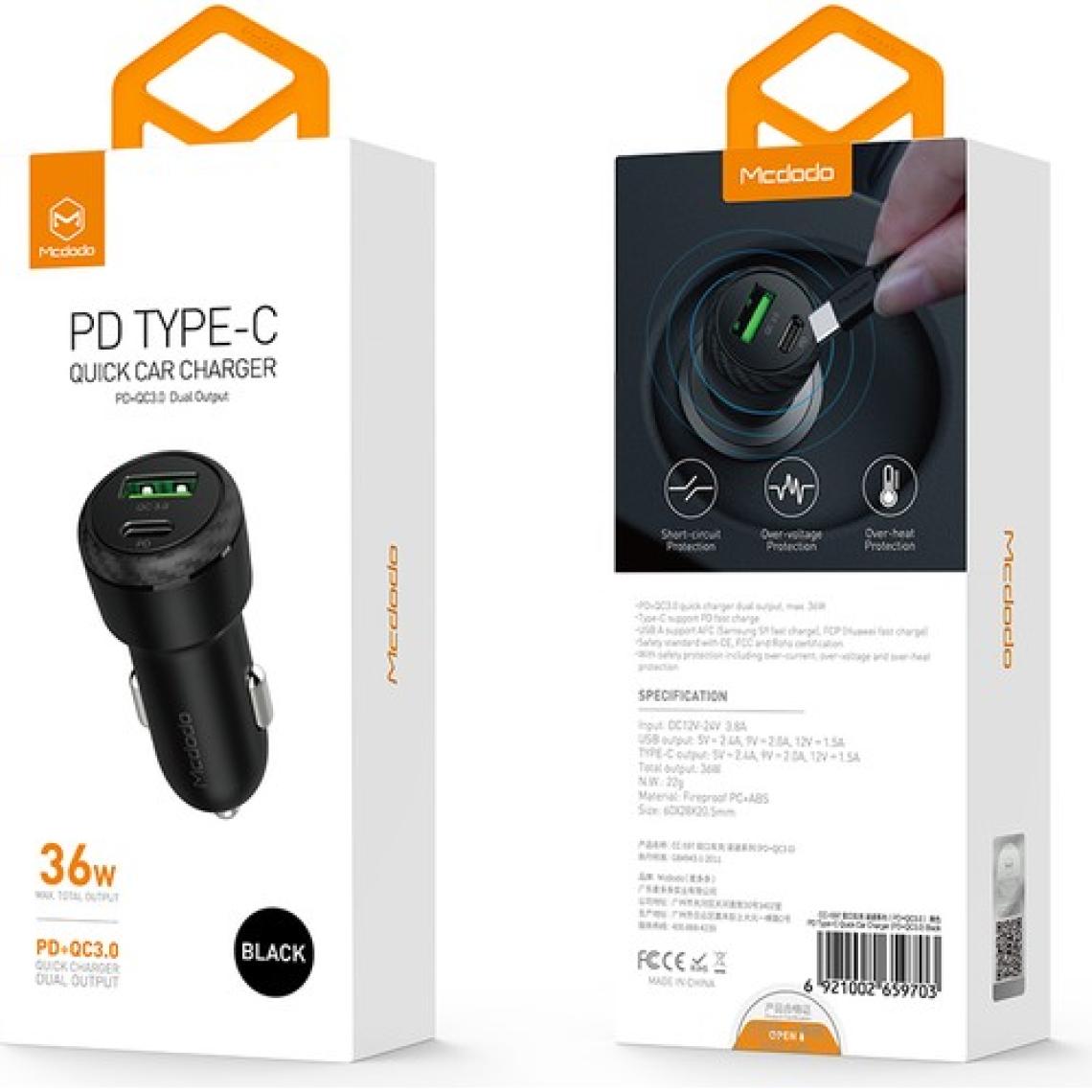 Mcdodo CC-5970 1xType-C 1xUsb Girişli 38W Pd+Qc 3.0 Çakmaklık