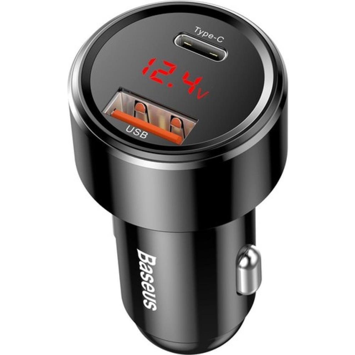Baseus Magic 45 W USB Type-C Dijital Ekranlı Hızlı Araç Şarj Cihazı Siyah