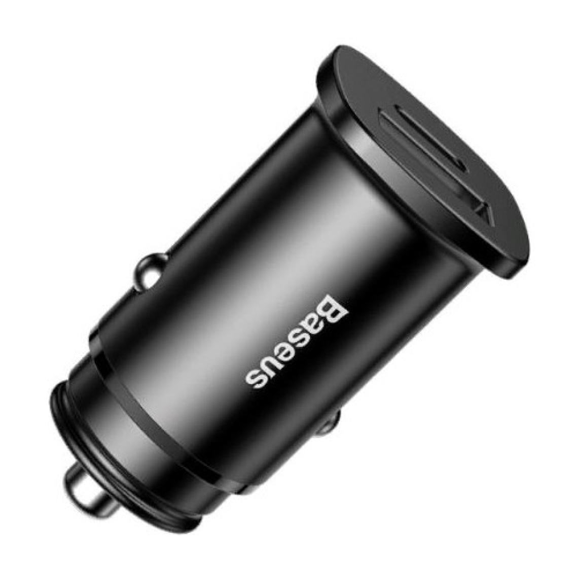 Baseus Square Metal Serisi 30W Çift USB Girişli QC3.0 Hızlı Şarj Destekli Araç Şarj Cihazı - Siyah