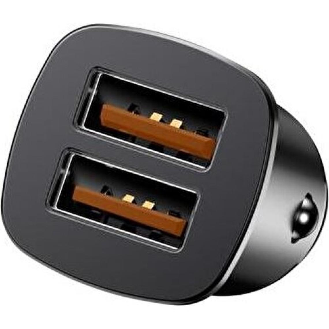 Baseus Square Metal Serisi 30W Çift USB Girişli QC3.0 Hızlı Şarj Destekli Araç Şarj Cihazı - Siyah