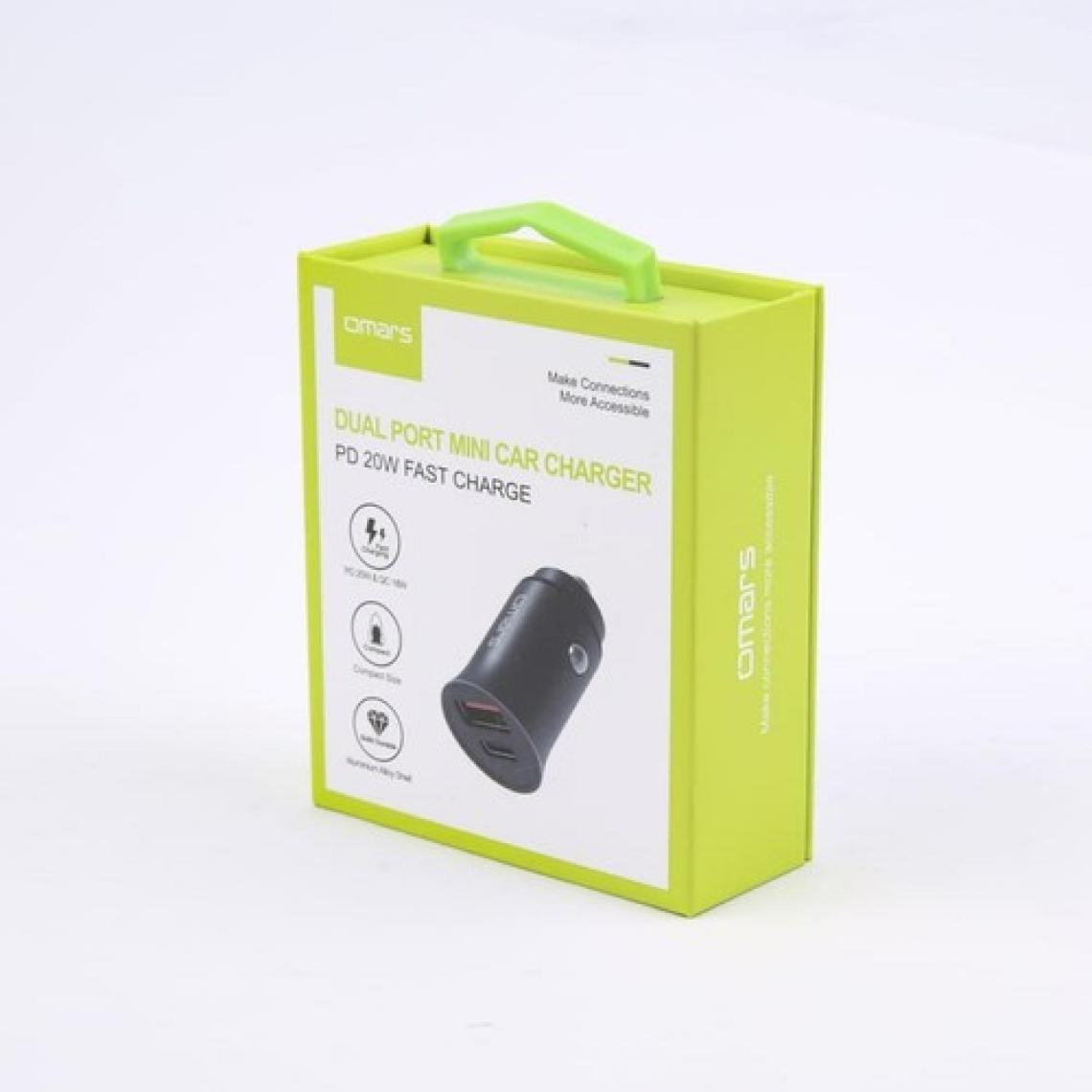 Omars USB Type-C Pd 20W Çift Portlu Araç Içi Hızlı Şarj Cihazı