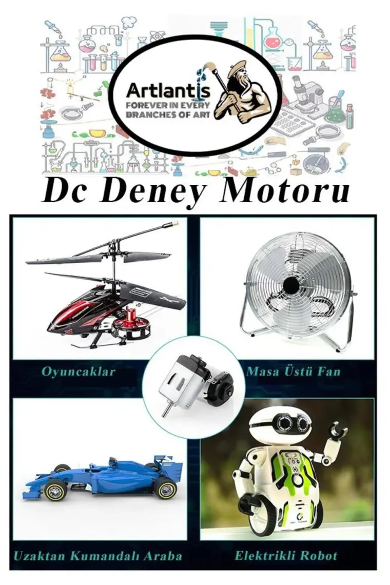 Artlantis Deney Motoru 3 Volt 3 Adet 3V - 6 V Dc Yüksek Devir Dinamo Motoru Okul Hobi Mini Motor 2 Adet Pille Çalışır
