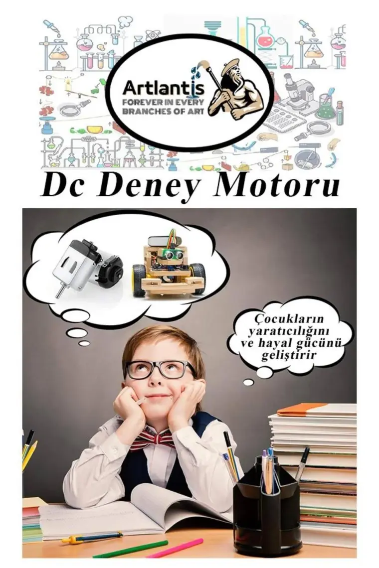 Artlantis Deney Motoru 3 Volt 3 Adet 3V - 6 V Dc Yüksek Devir Dinamo Motoru Okul Hobi Mini Motor 2 Adet Pille Çalışır