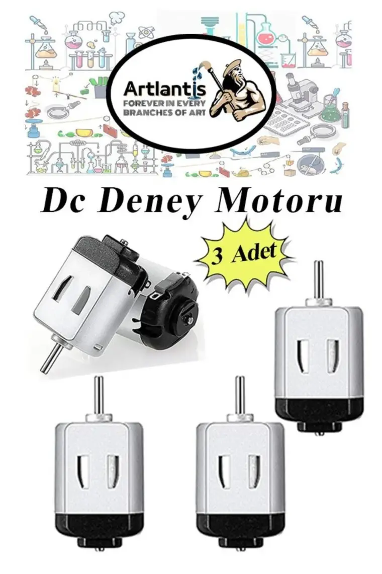 Artlantis Deney Motoru 3 Volt 3 Adet 3V - 6 V Dc Yüksek Devir Dinamo Motoru Okul Hobi Mini Motor 2 Adet Pille Çalışır