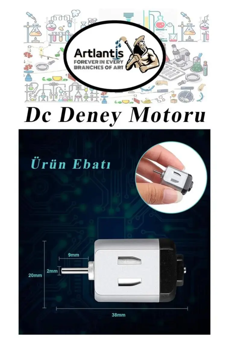Artlantis Deney Motoru 3 Volt 3 Adet 3V - 6 V Dc Yüksek Devir Dinamo Motoru Okul Hobi Mini Motor 2 Adet Pille Çalışır