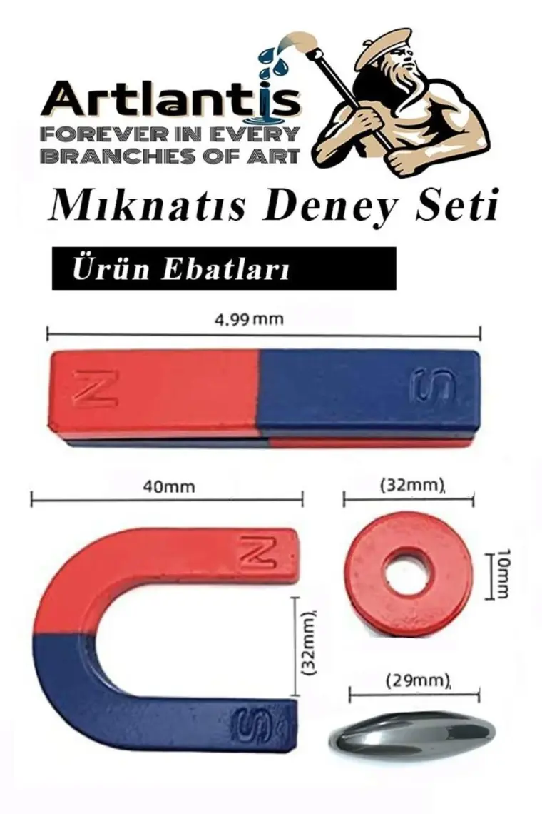 Artlantis Mıknatıs Seti 1 Paket Deney Malzemesi Okul Projeleri Için Manyetik Mıknatıs Deney Oyun Seti Eğitici
