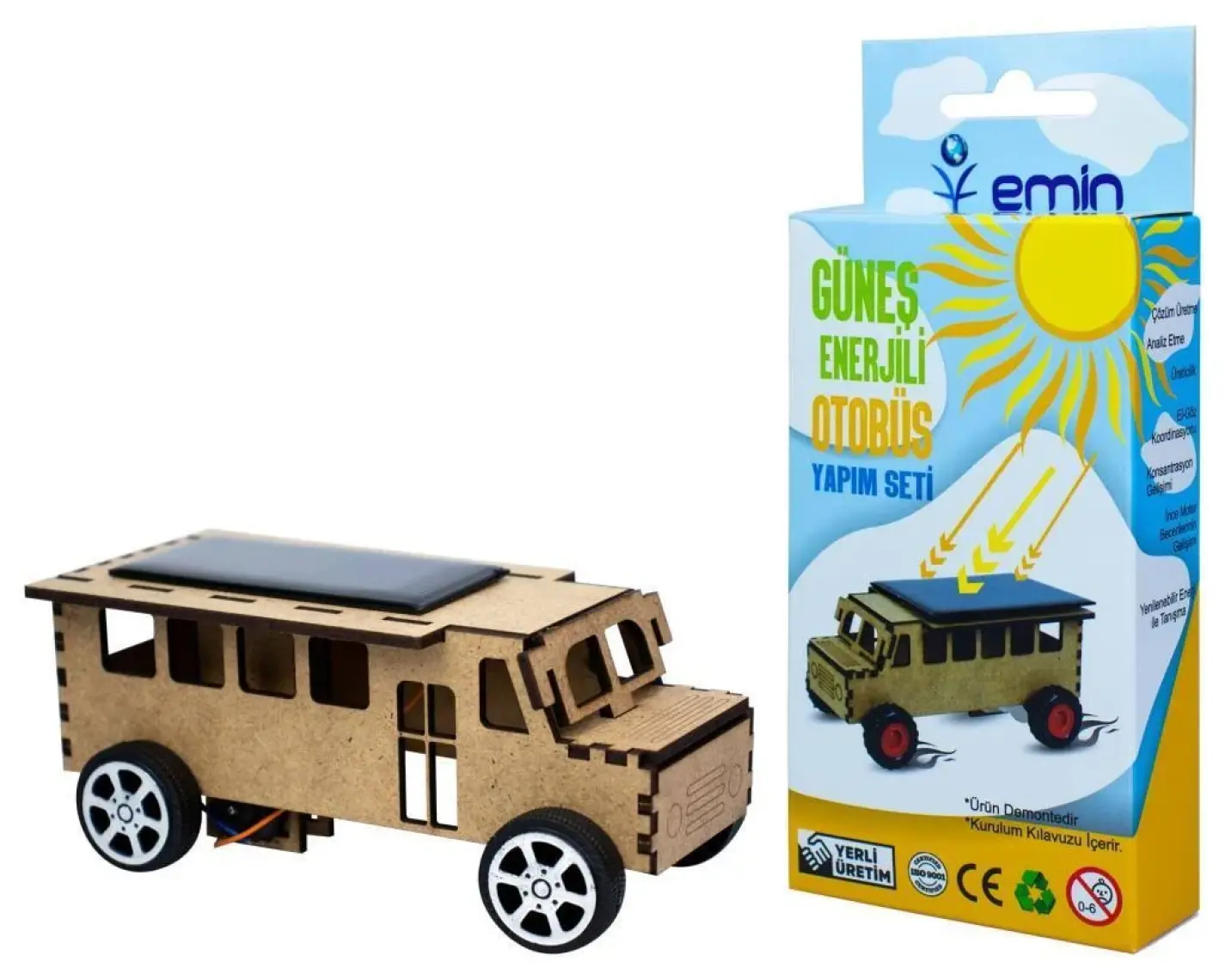 Emin İş Eğitimi Güneş Enerjili Otobüs Yapım Seti - Deney Seti Güneş Enerjisi Araç