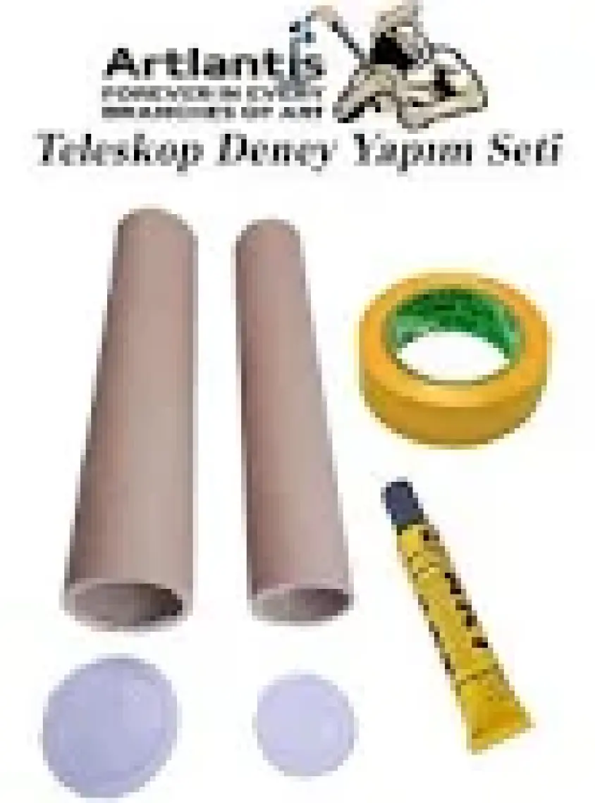 Artlantis Basit Teleskop Yapım Seti 1 Paket Teleskop Deney Seti Silindir Karton Mercek Okul Sınıf Etkinlik