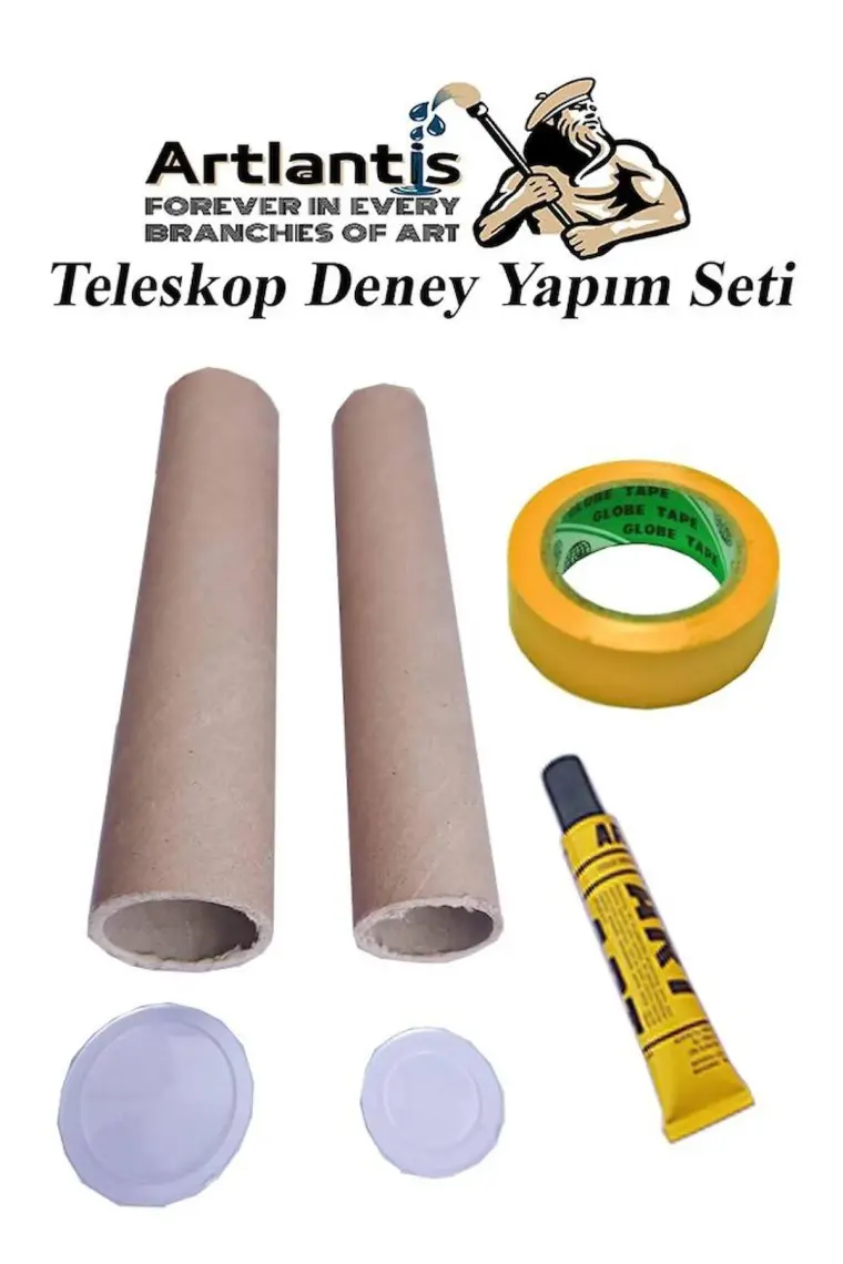 Artlantis Basit Teleskop Yapım Seti 1 Paket Teleskop Deney Seti Silindir Karton Mercek Okul Sınıf Etkinlik