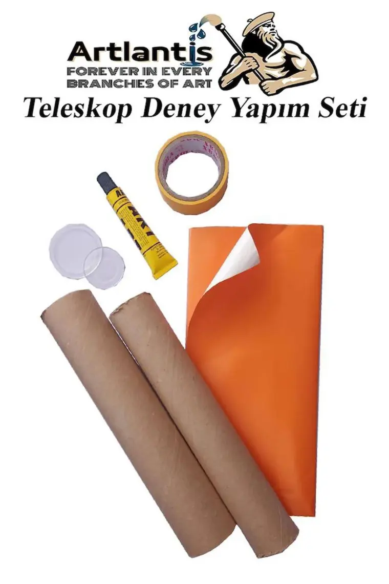 Artlantis Basit Teleskop Yapım Seti 1 Paket Teleskop Deney Seti Silindir Karton Mercek Okul Sınıf Etkinlik