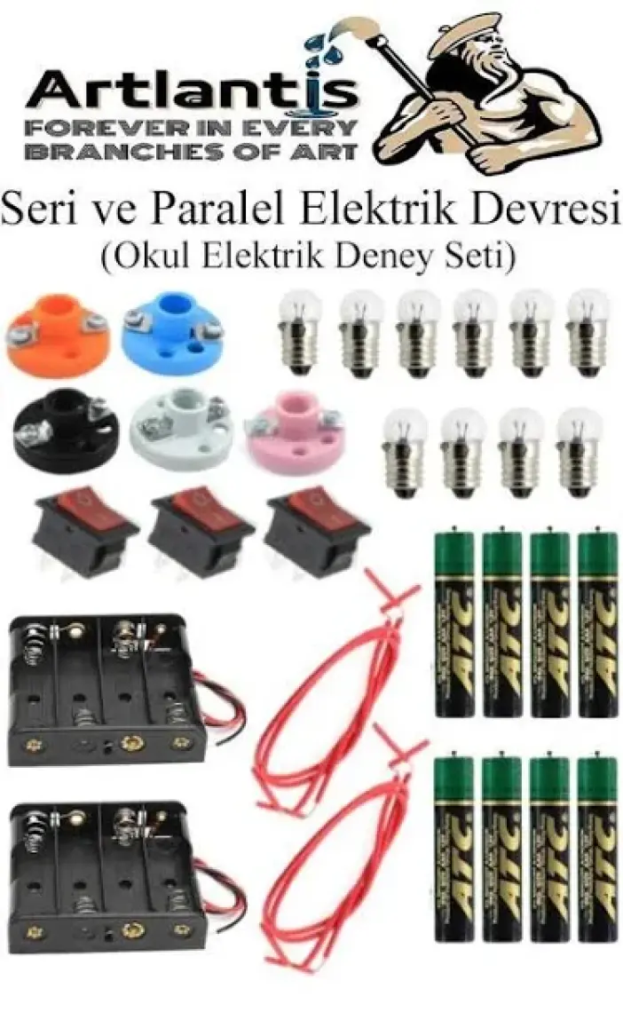 Artlantis Seri ve Paralel Elektrik Devresi 1 Paket Basit Elektrik Devresi Deney Seti Eğitici Iş Eğitimi Seti