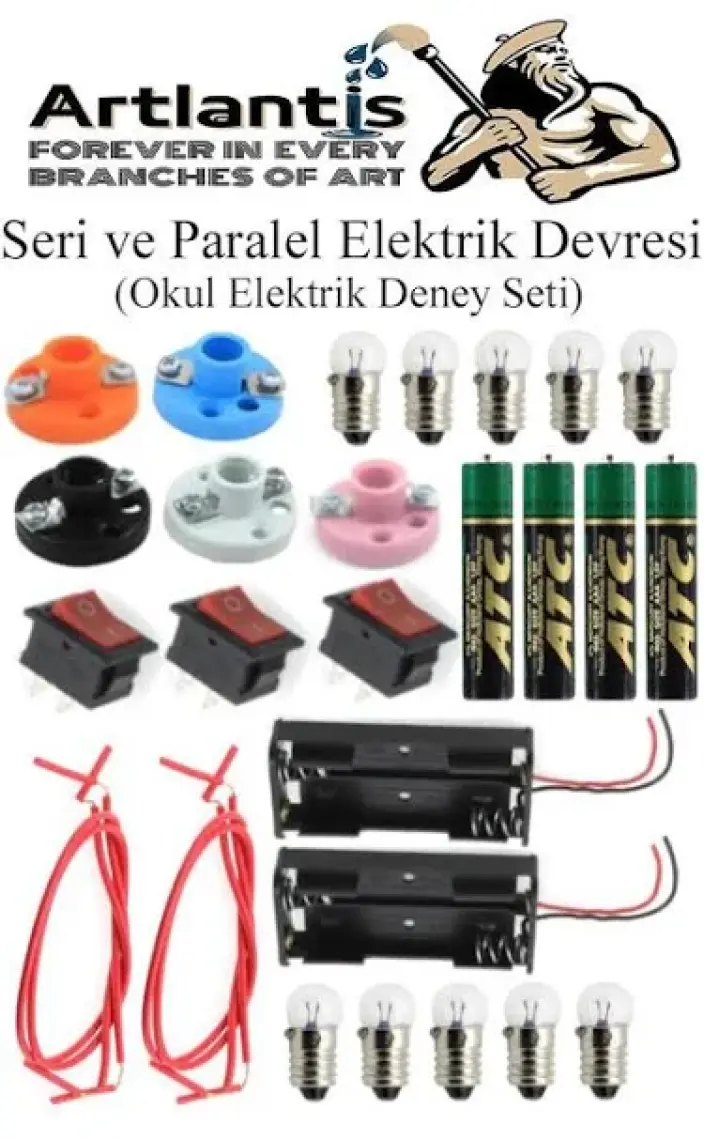 Artlantis Seri ve Paralel Elektrik Devresi 1 Paket Basit Elektrik Devresi Deney Seti Eğitici Iş Eğitimi Seti