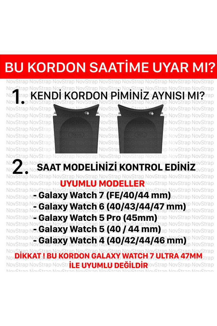 NovStrap Samsung Galaxy Watch 7 6 5 4 Fe 40-42-43-44-45-46-47 Mm ile Uyumlu Çelik Metal Kordon Boşluk Bırakmayan Pimli