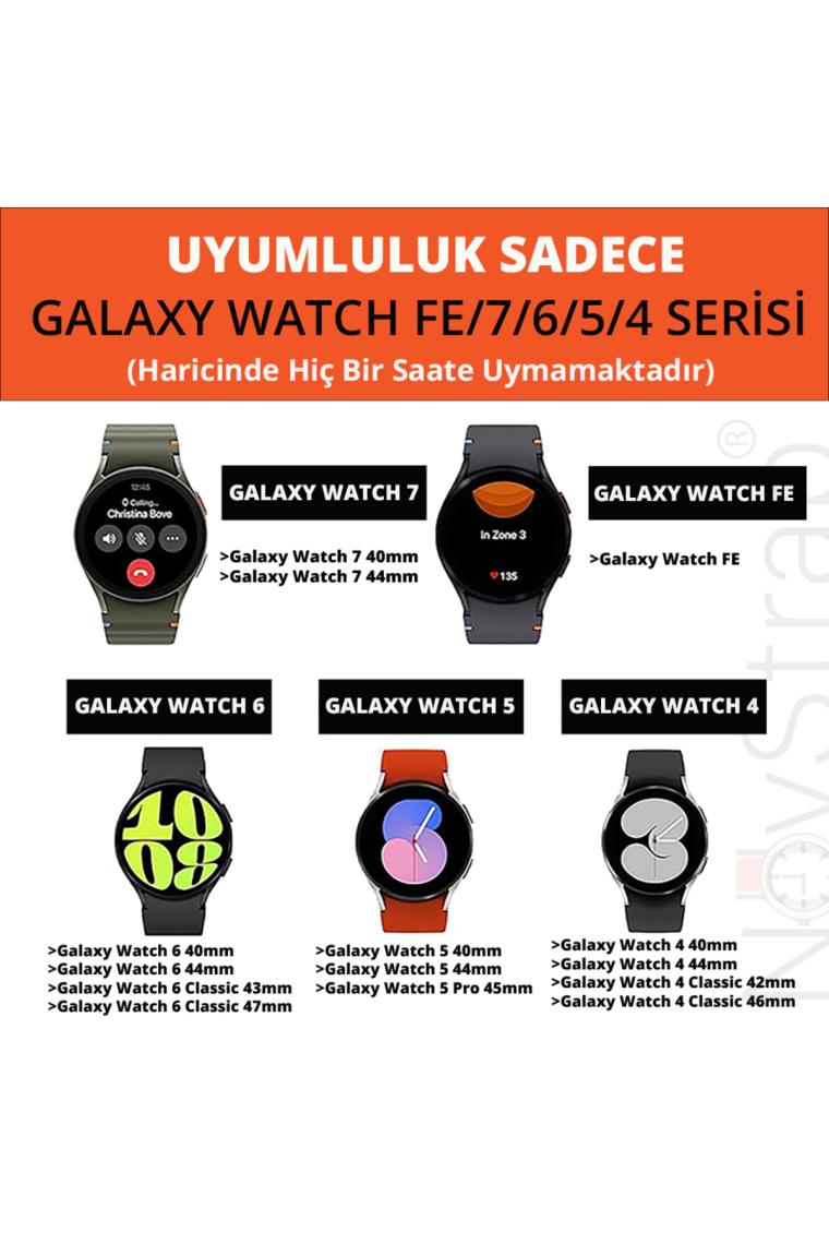 NovStrap Samsung Galaxy Watch 7 6 5 4 Fe 40-42-43-44-45-46-47 Mm ile Uyumlu Çelik Metal Kordon Boşluk Bırakmayan Pimli