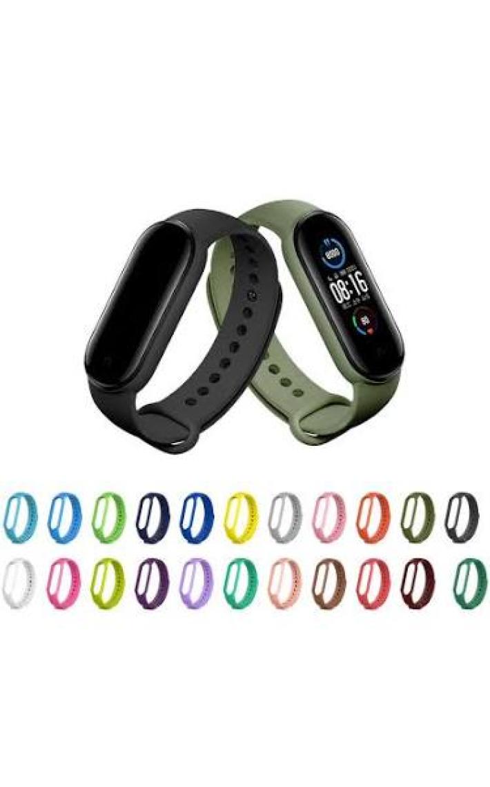 Kyver Xiaomi Mi Band 5 ve 6 Akıllı Bileklik Silikon Kordon Kayış Koyu Mavi