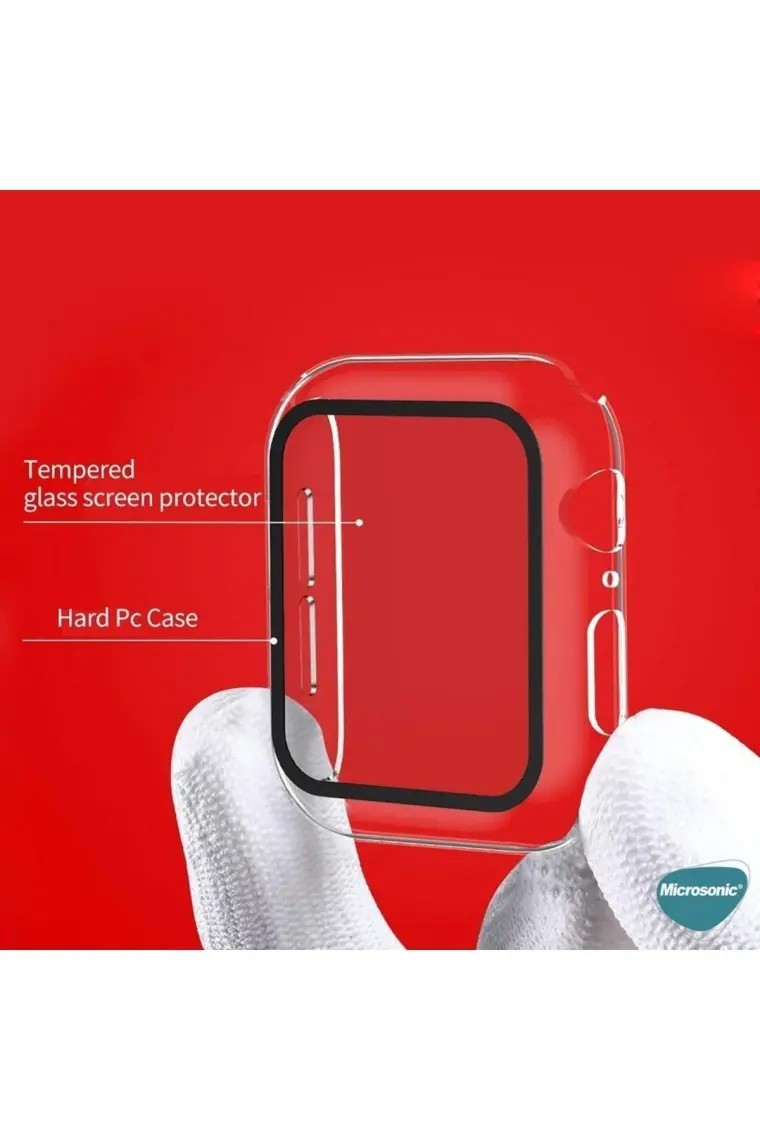 Microsonic Apple Watch Series 8 45MM Kılıf Clear Premium Slim Watchband Şeffaf