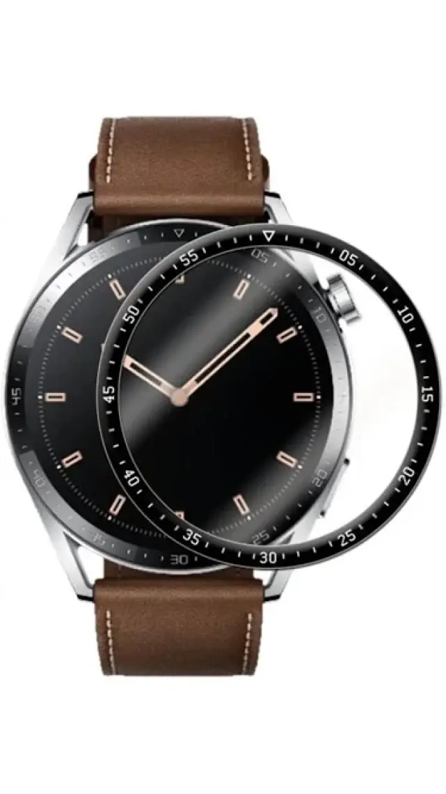 Microcase Huawei Watch Gt 3 46MM Tam Kaplayan Kavisli Ekran Koruyucu 3D Pet Film - Siyah