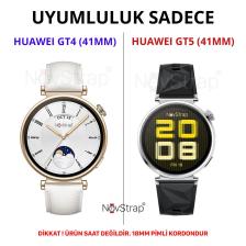 NovStrap Huawei Watch GT4 41mm GT5 41mm ile Uyumlu Kordon (18mm Pimli) Mıknatıslı Metal Hasır Kayış