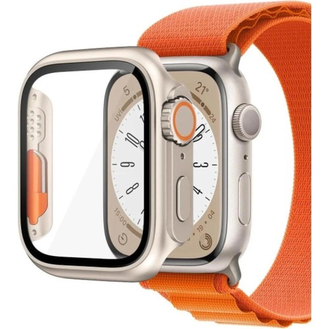 Fibaks Apple Watch Series Se 2 4 5 6 44MM Kasa ve Ekran Koruyucu Watch Ulltra 49MM Görünümlü Kasa Çevirici