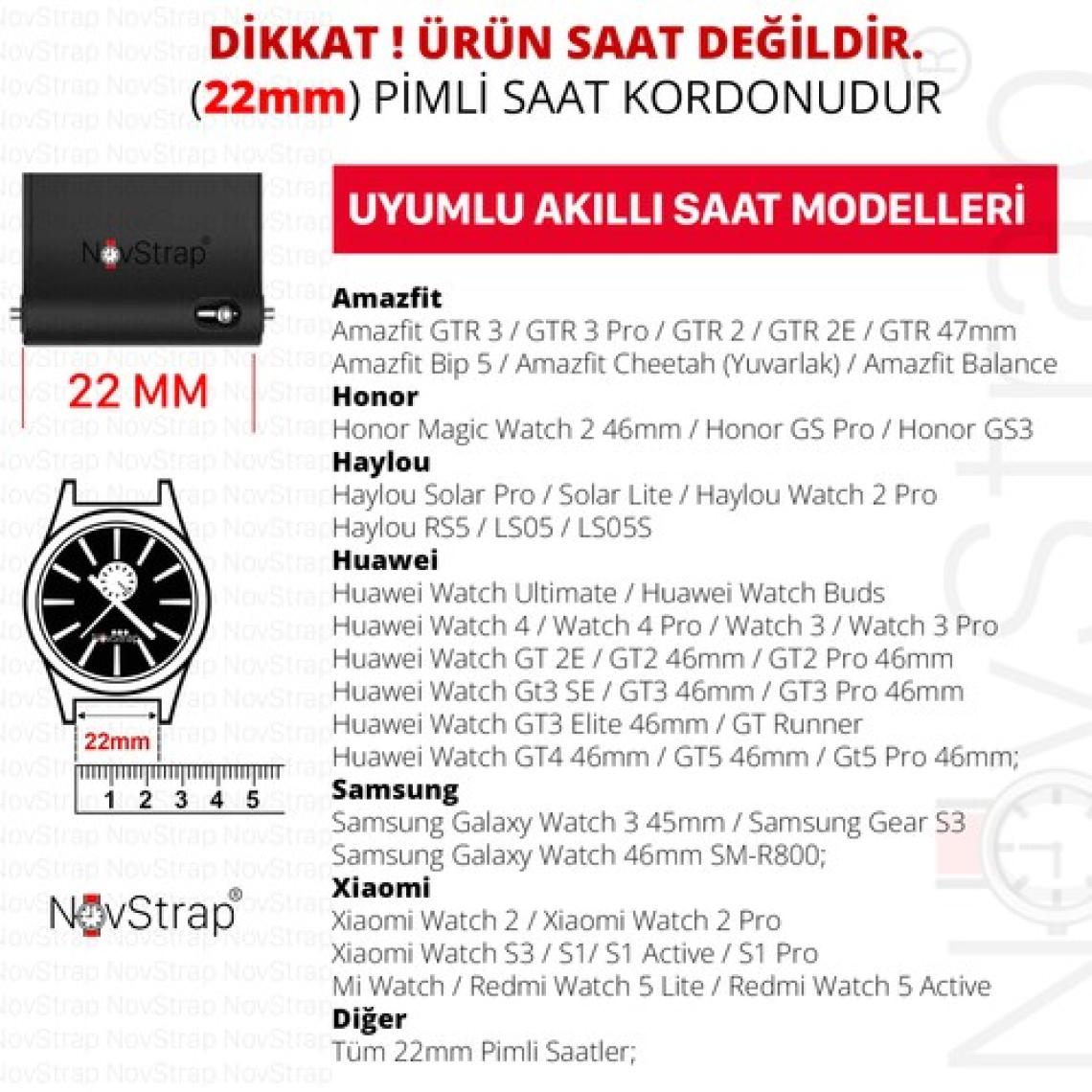 NovStrap Huawei Watch Gt5 46mm Gt5 Pro Gt4 46mm Gt3 46mm Gt3 Pro Gt3 Se Gt2 Uyumlu Kordon 22mm Flexible Kayış