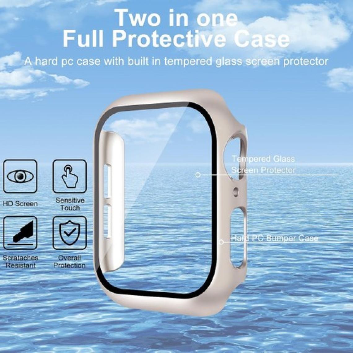 Fibaks Apple Watch Uyumlu 7 8 9 45MM Kılıf Kasa ve Ekran Koruyucu 360 Tam Koruma Kapak