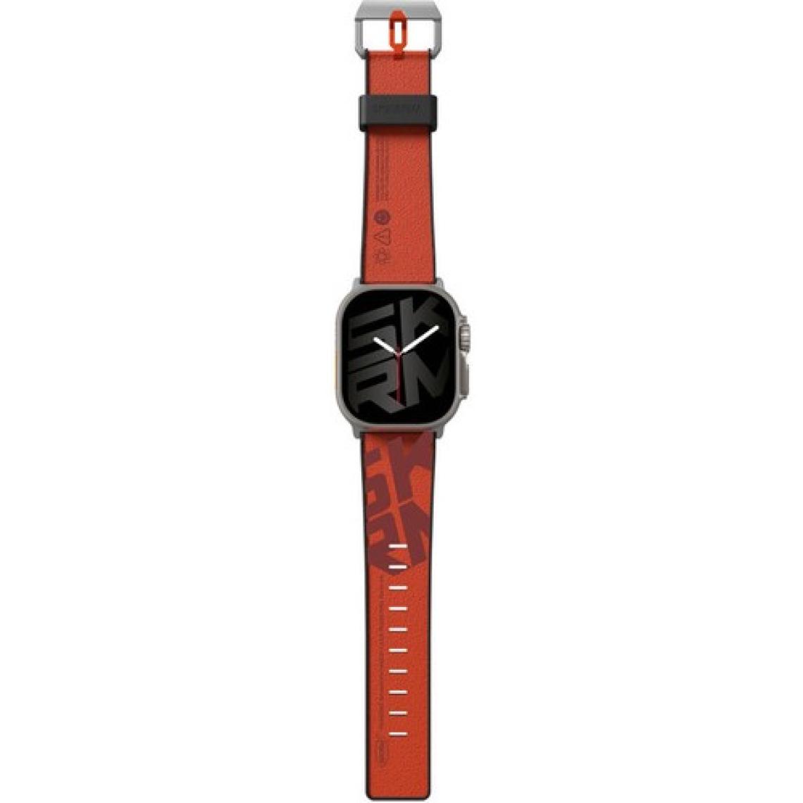 Skinarma Watch Ultra Uyumlu Deri Kordon 49MM Skinarma Spunk Serisi Pu Deri Strap Kayış Turuncu