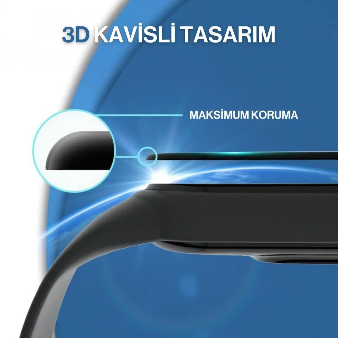 Fibaks Xiaomi Redmi Watch 3 Uyumlu Tam Kaplayan Kavisli Siyah Çerçeveli Saat Ekran Koruyucu